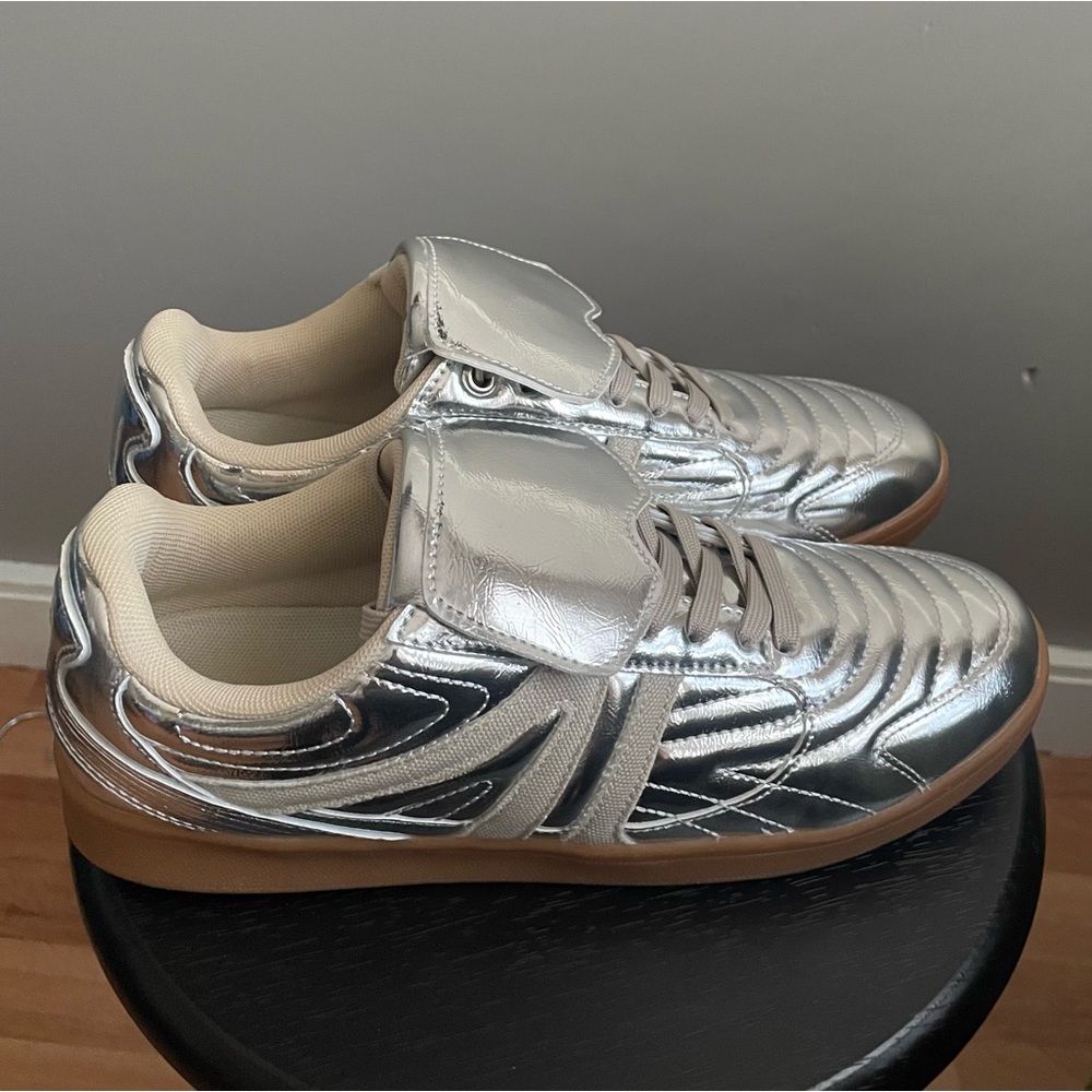Steve Madden Madrid Womens Metallic Silver Sneakers Casual Shoes, Size 9.5 US - Picture 6 of 10